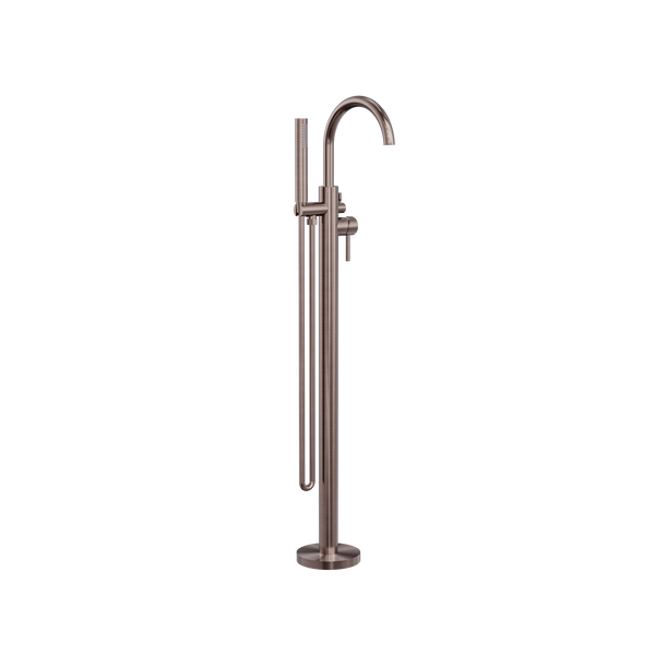 Mecca Round Freestanding Mixer With Hand Shower Brushed Bronze