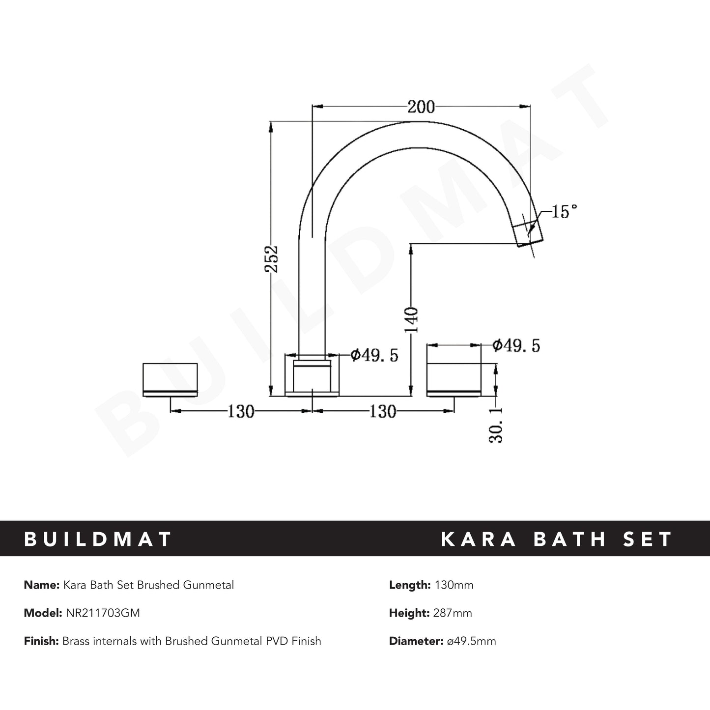 Kara Bath Set Brushed Gunmetal