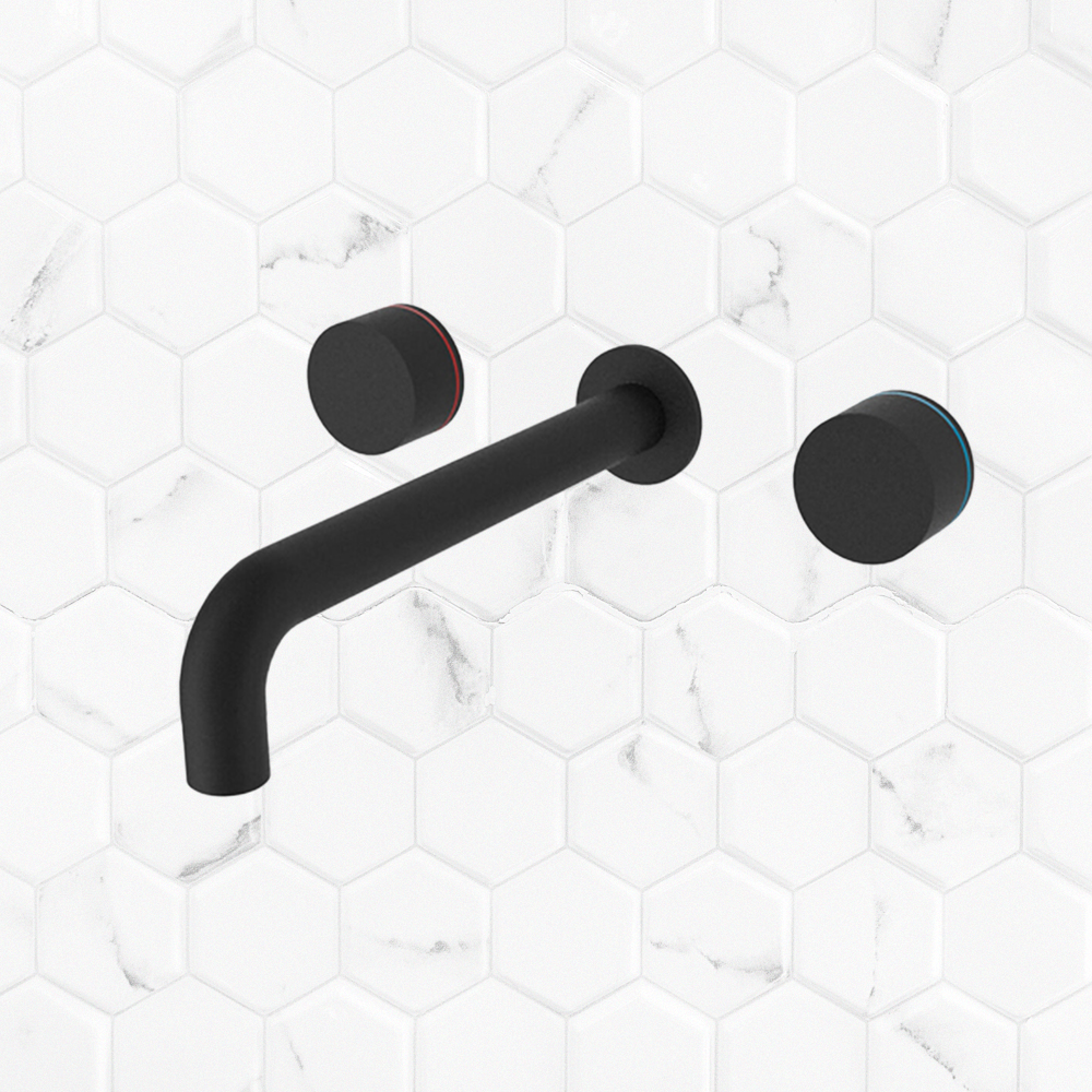 Kara Wall Basin Set 180mm Matte Black