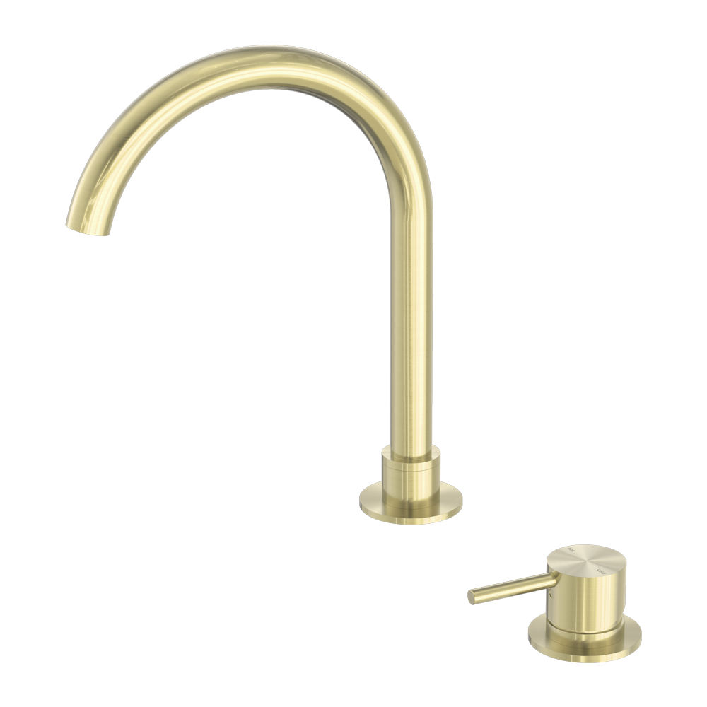 Mecca Hob Basin Mixer Round Swivel Spout Brushed Gold