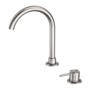 Mecca Hob Basin Mixer Round Swivel Spout Brushed Nickel - Brushed Nickel
