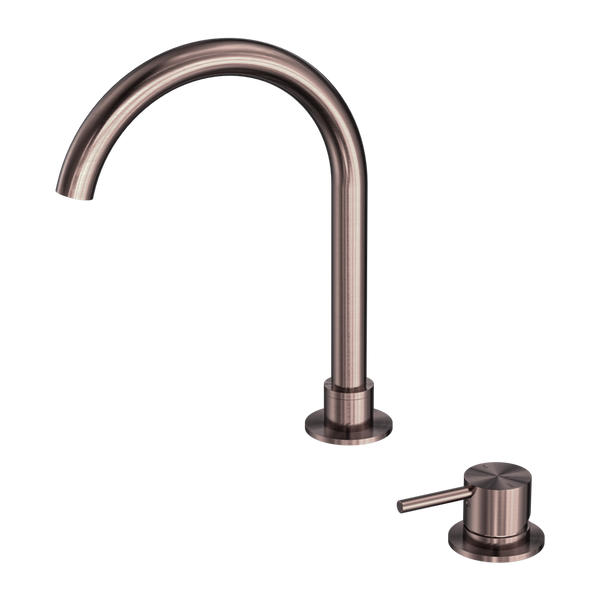 Mecca Hob Basin Mixer Round Swivel Spout Brushed Bronze