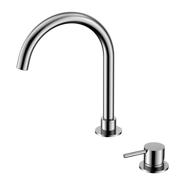 Mecca Hob Basin Mixer Round Swivel Spout Chrome
