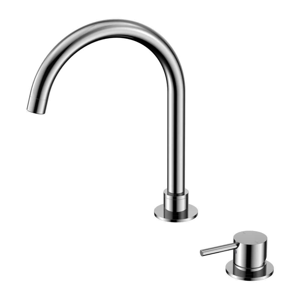 Mecca Hob Basin Mixer Round Swivel Spout Chrome