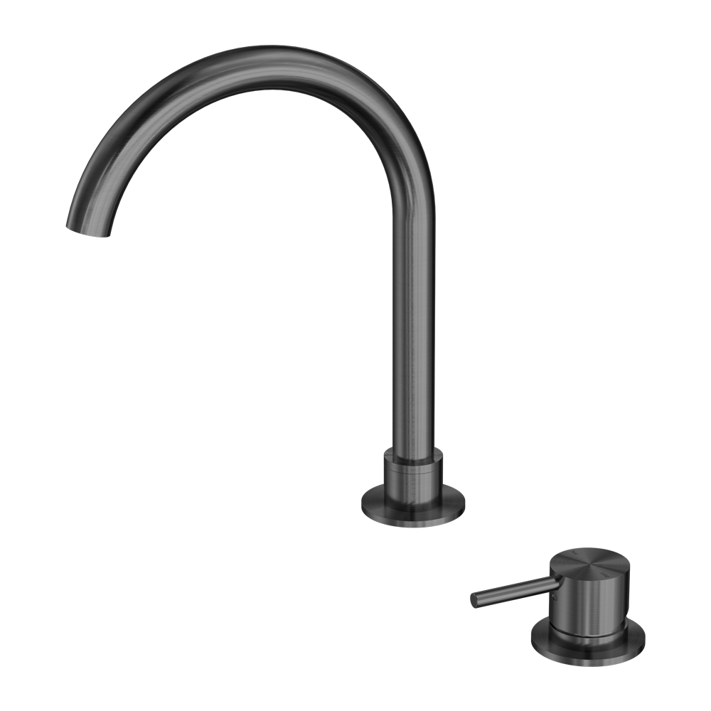 Mecca Hob Basin Mixer Round Swivel Spout Gun Metal