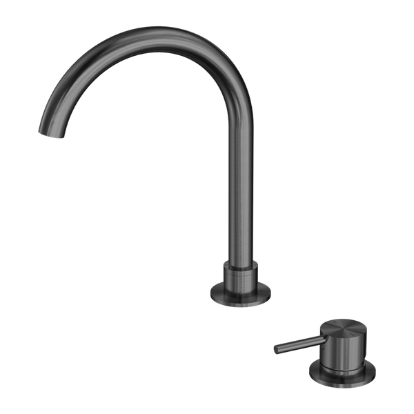 Mecca Hob Basin Mixer Round Swivel Spout Gun Metal