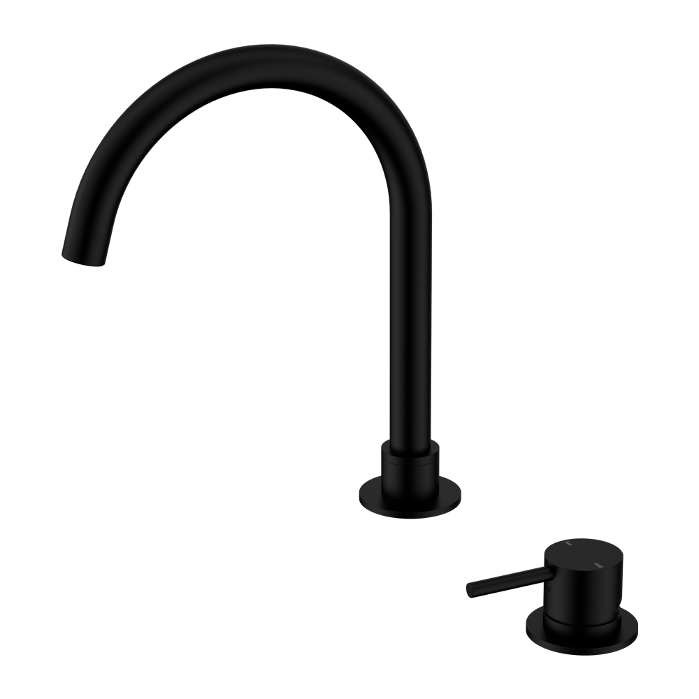 Mecca Hob Basin Mixer Round Swivel Spout Matte Black