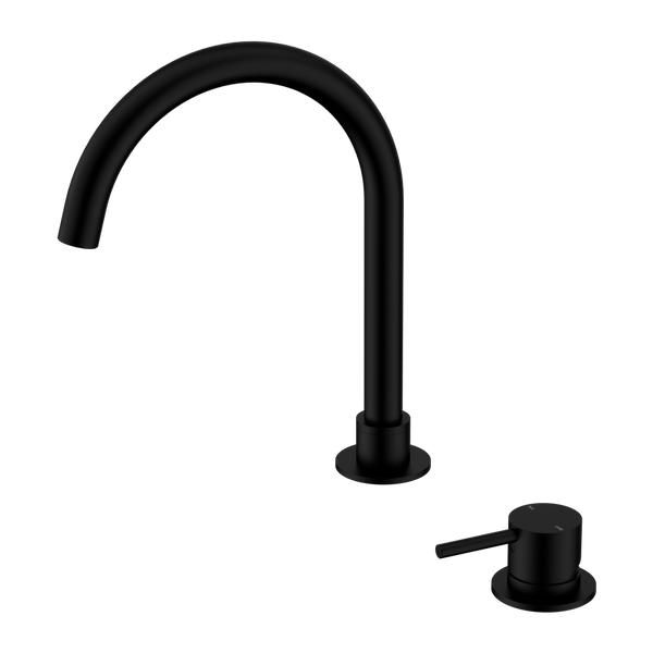 Mecca Hob Basin Mixer Round Swivel Spout Matte Black