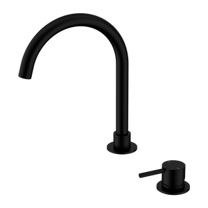 Mecca Hob Basin Mixer Round Swivel Spout Matte Black - Matte Black