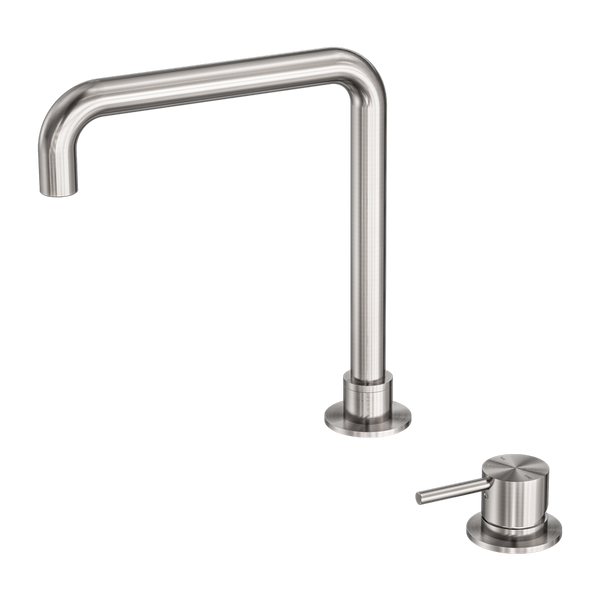 Mecca Hob Basin Mixer Square Swivel Spout Brushed Nickel