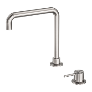 Mecca Hob Basin Mixer Square Swivel Spout Brushed Nickel - Brushed Nickel