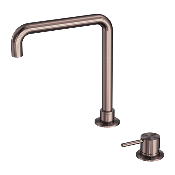Mecca Hob Basin Mixer Square Swivel Spout Brushed Bronze
