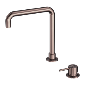 Mecca Hob Basin Mixer Square Swivel Spout Brushed Bronze - Brushed Bronze