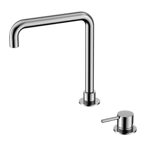 Mecca Hob Basin Mixer Square Swivel Spout Chrome - Chrome