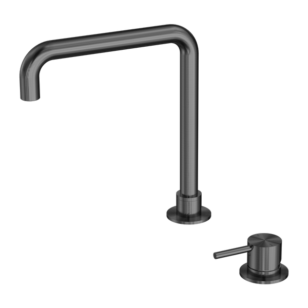 Mecca Hob Basin Mixer Square Swivel Spout Gun Metal