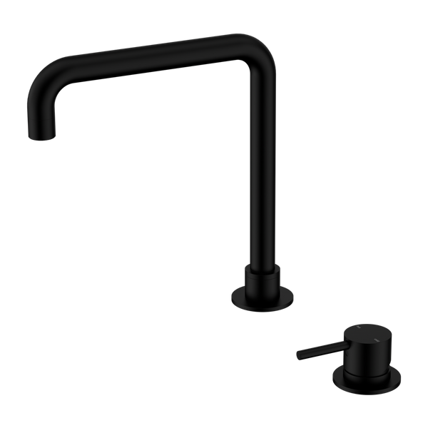 Mecca Hob Basin Mixer Square Swivel Spout Matte Black