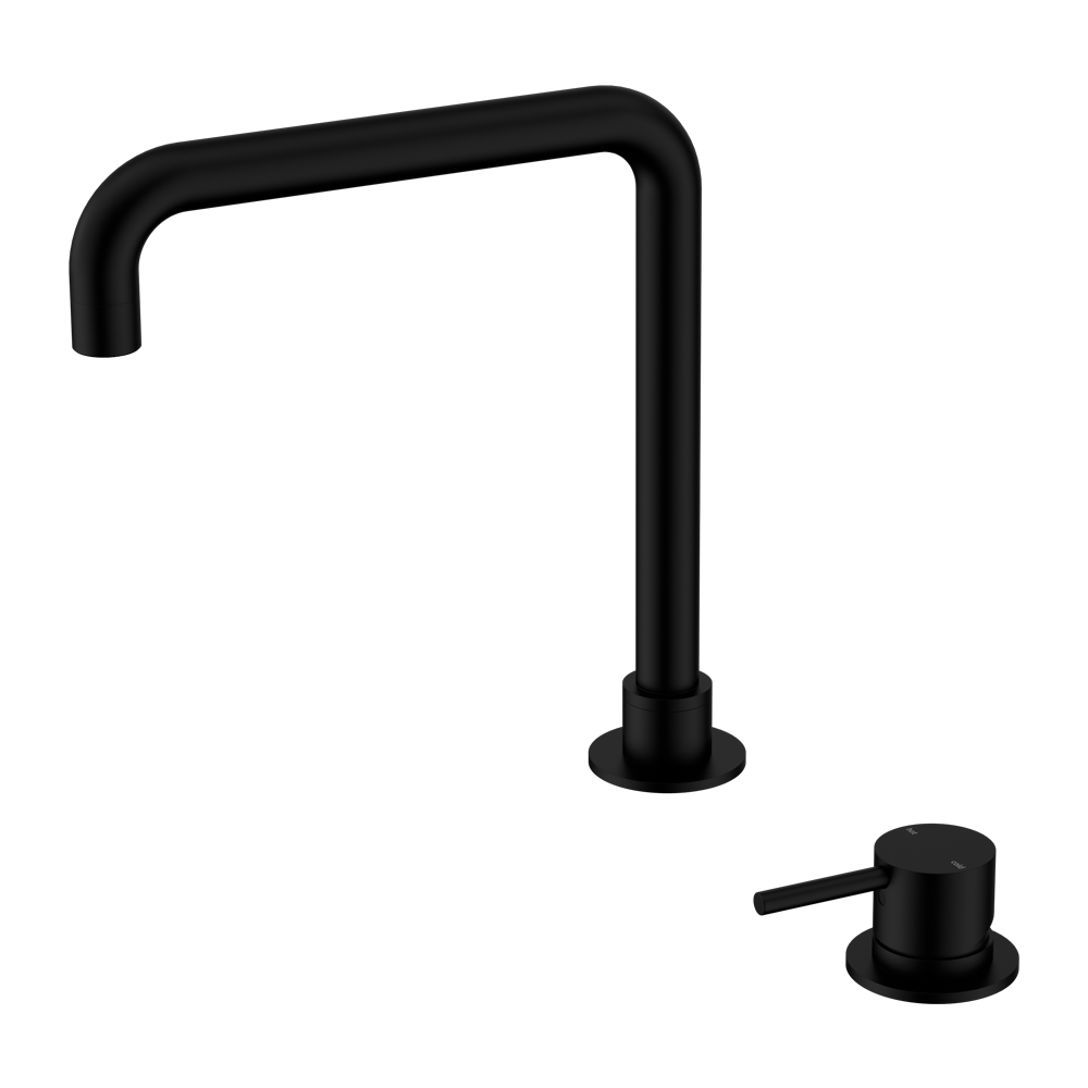 Mecca Hob Basin Mixer Square Swivel Spout Matte Black