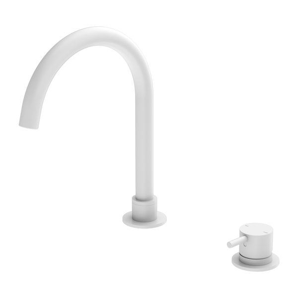 Mecca Hob Basin Mixer Round Swivel Spout Matte White