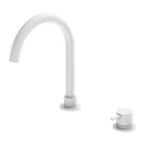 Mecca Hob Basin Mixer Round Swivel Spout Matte White - Matte White