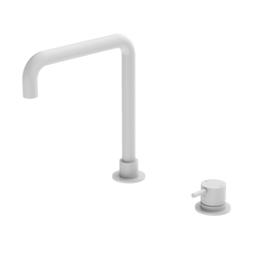 Mecca Hob Basin Mixer Square Swivel Spout Matte White - Matte White