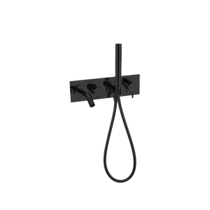 Mecca Wall Mount Bath Mixer With Hand Shower Matte Black - Matte Black