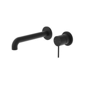 Mecca Wall Basin Mixer Separate Back Plate 185mm Spout Matte Black - Matte Black