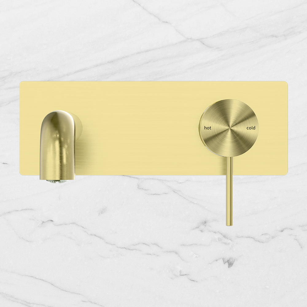 Mecca Wall Basin Mixer 185mm Spout Brushed Gold