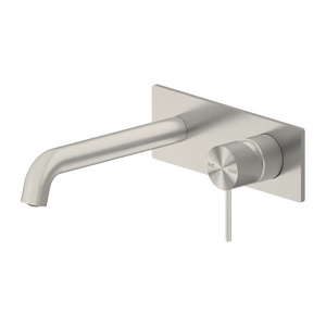 Mecca Wall Basin Mixer 185mm Spout Brushed Nickel - Brushed Nickel