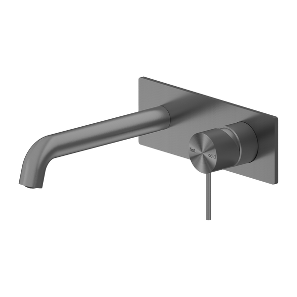 Mecca Wall Basin Mixer 185mm Spout Brushed Gunmetal