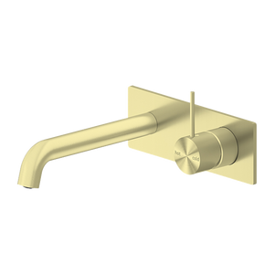 Mecca Wall Basin Mixer Handle Up 185mm Spout Brushed Gold - Brushed Gold