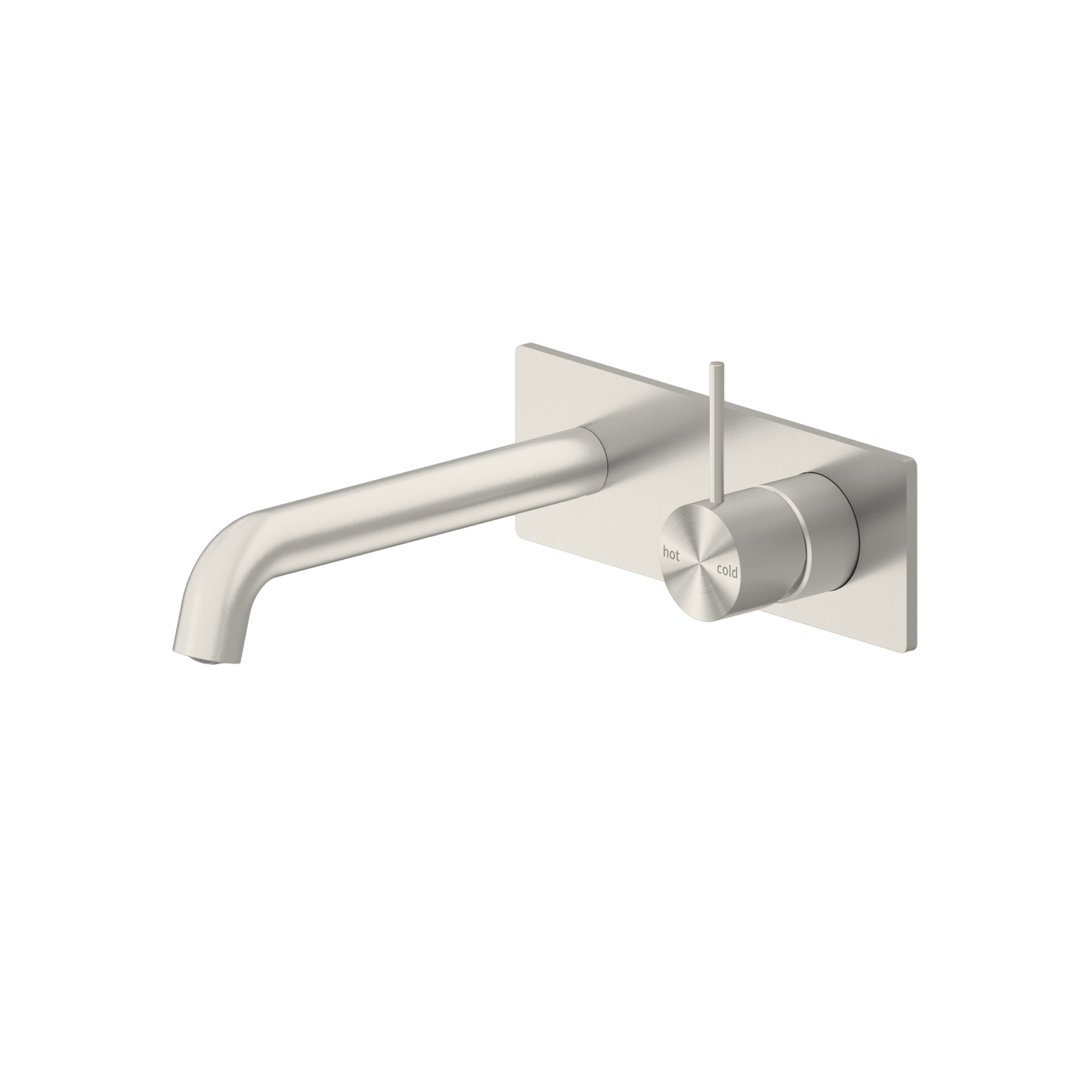 Mecca Wall Basin Mixer Handle Up 185mm Spout Brushed Nickel