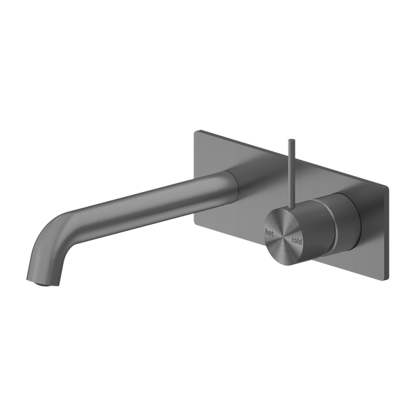 Mecca Wall Basin Mixer Handle Up 185mm Spout Brushed Gunmetal