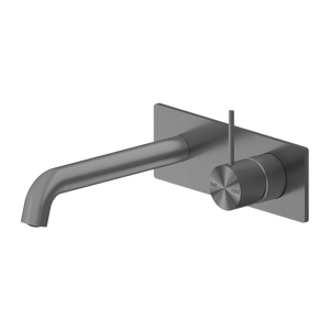 Mecca Wall Basin Mixer Handle Up 185mm Spout Brushed Gunmetal - Brushed Gunmetal