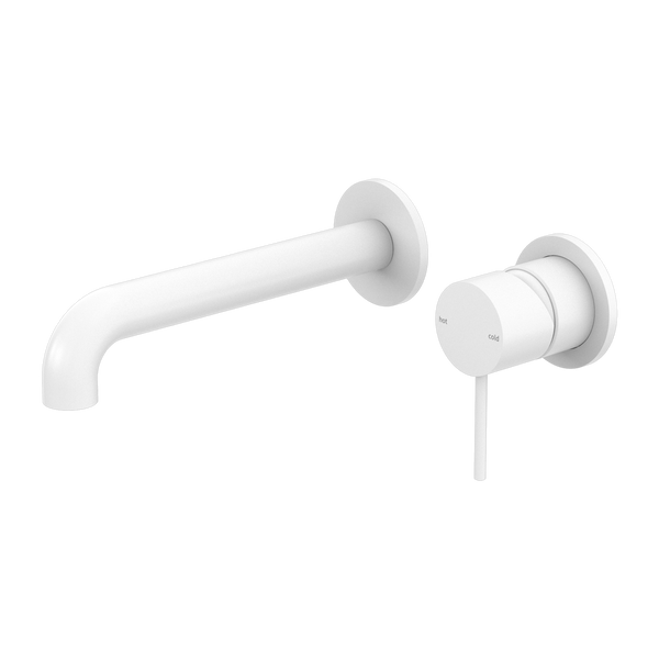 Mecca Wall Basin/Bath Mixer Separete Back Plate 185mm Matte White