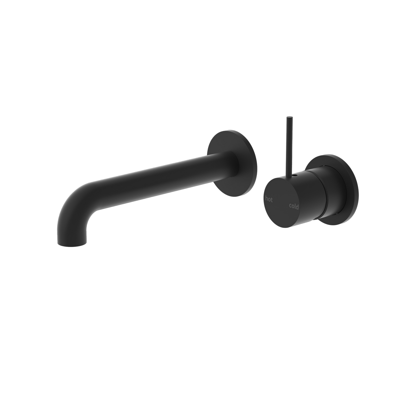 Mecca Wall Basin Mixer Separate Back Plate Handle Up 185mm Spout Matte Black