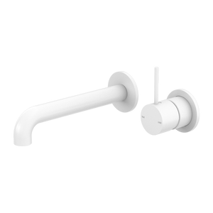 Mecca Wall Basin/Bath Mixer Separete Back Plate Handle Up 230mm Matte White - Matte White