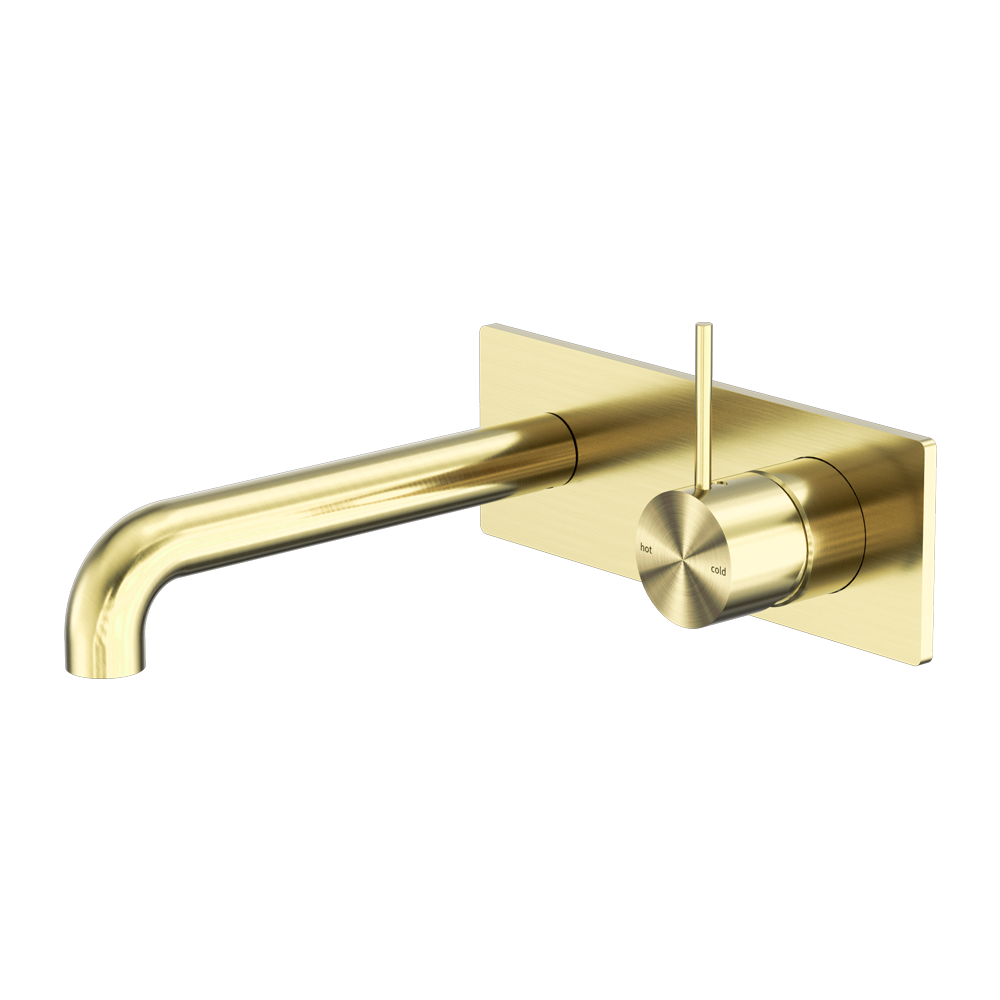 Mecca Wall Basin/Bath Mixer Handle Up 260mm Brushed Gold