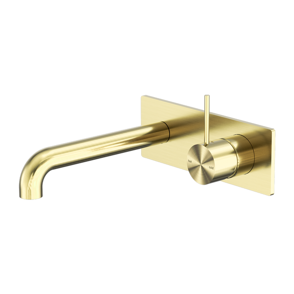 Mecca Wall Basin/Bath Mixer Handle Up 230mm Brushed Gold