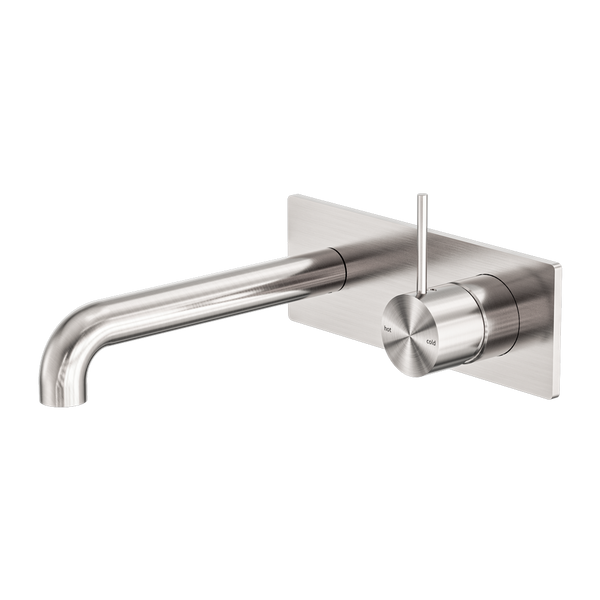 Mecca Wall Basin/Bath Mixer Handle Up 160mm Brushed Nickel