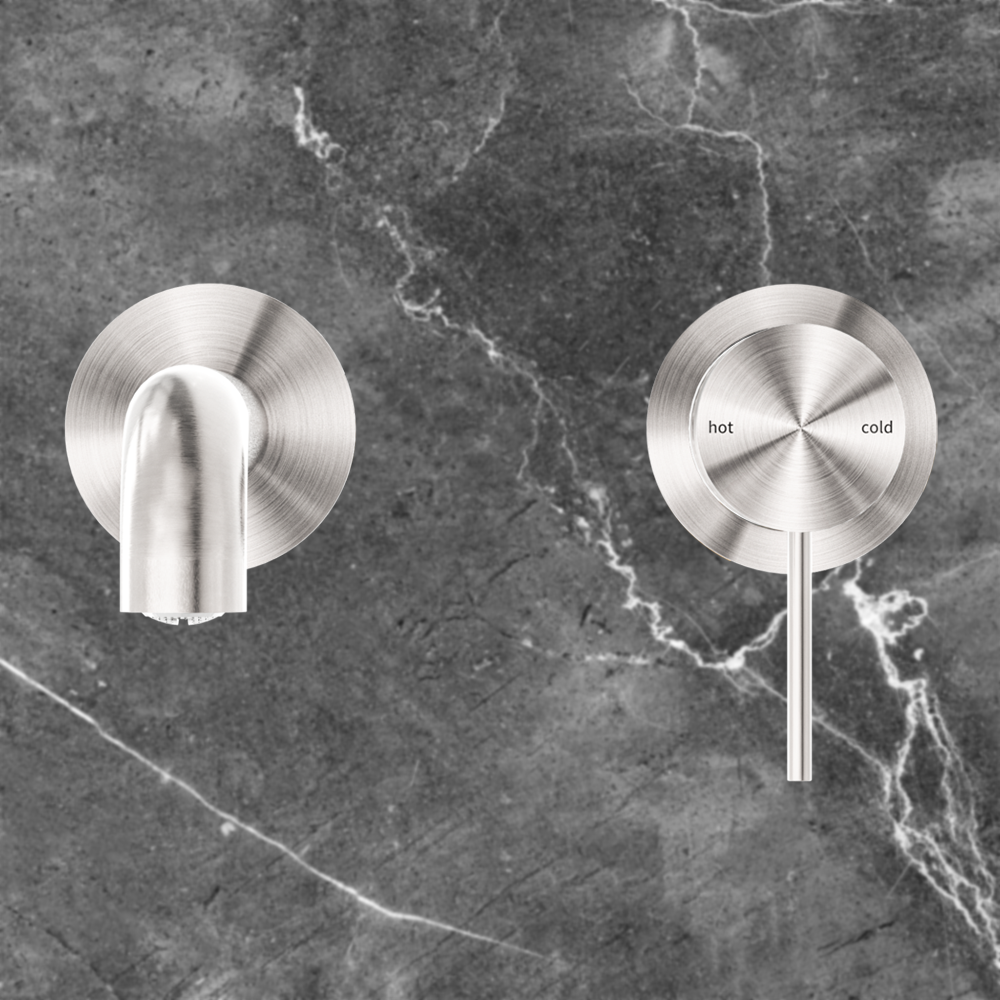 Mecca Wall Basin/Bath Mixer Separate Back Plate 160mm Spout Brushed Nickel