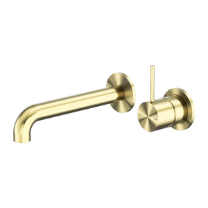Mecca Wall Basin/Bath Mixer Separete Back Plate Handle Up 185mm Brushed Gold - Brushed Gold