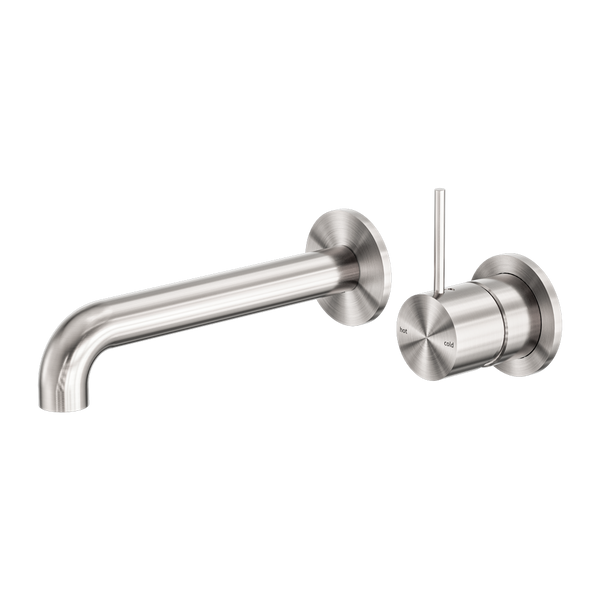 Mecca Wall Basin/Bath Mixer Separete Back Plate Handle Up 160mm Brushed Nickel