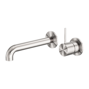 Mecca Wall Basin/Bath Mixer Separete Back Plate Handle Up 185mm Brushed Nickel - Brushed Nickel