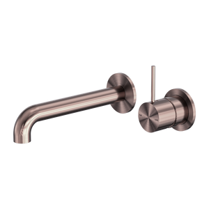 Mecca Wall Basin/Bath Mixer Separate Back Plate Handle Up 260mm Brushed Bronze - Brushed Bronze