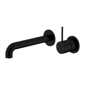 Mecca Wall Basin/Bath Mixer Separate Back Plate Handle Up 120mm Matte Black - Matte Black