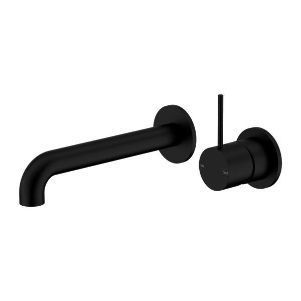 Mecca Wall Basin/Bath Mixer Separete Back Plate Handle Up 230mm Matte Black