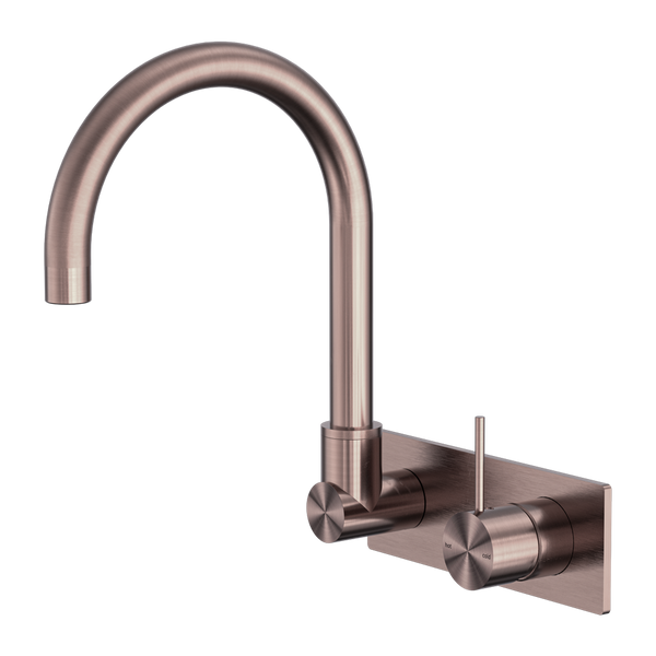 Mecca Wall Basin/Bath Mixer Swivel Spout Handle Up Brushed Bronze