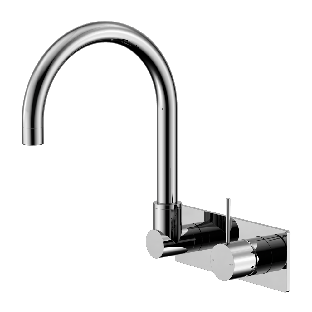 Mecca Wall Basin/Bath Mixer Swivel Spout Handle Up Chrome