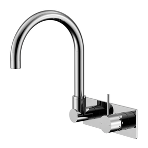 Mecca Wall Basin/Bath Mixer Swivel Spout Handle Up Chrome - Chrome