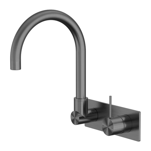 Mecca Wall Basin/Bath Mixer Swivel Spout Handle Up Gun Metal